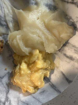 What is that. Over cooked and mash potatoes looked horrible watery but my daughter said she's hungry so she ate it smfh!!!!!