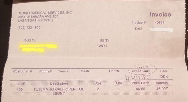 My invoice with the date they put white-out on that caused my FSA card too be blocked.