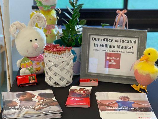 Our table at the 2022 MTA Easter Egg Hunt