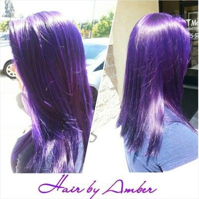 Vivid all over color and haircut by Amber