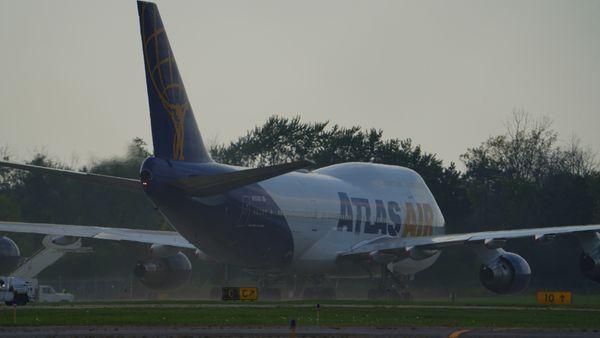 on the taxiway to a quiet corner of the airport