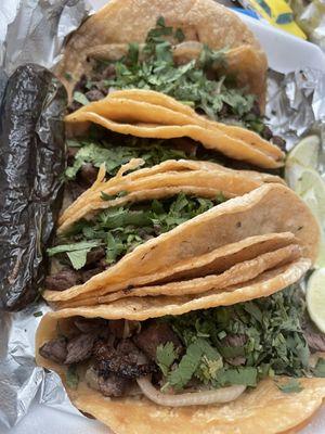 Four asada tacos