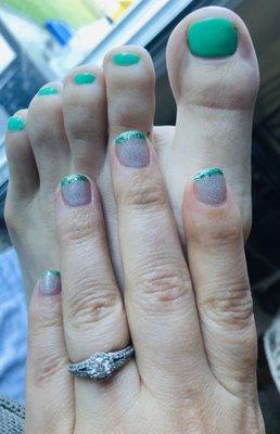 Mani-Pedi Bliss.... Green is the theme for today