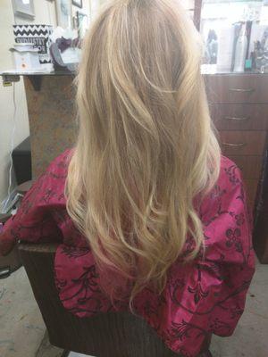 Highlights Blonde long layers haircut