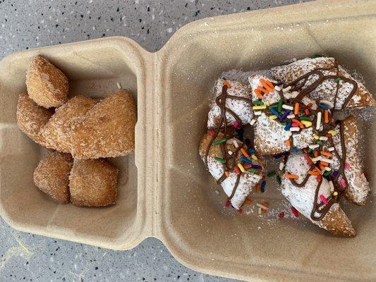 Zeppoles... cinnamon & sugar and Nutella with sprinkles