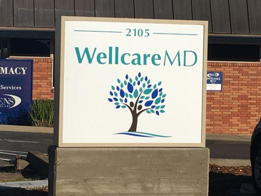 Wellcare MD is located at 2105 Court Street between Dr. Domb's office and Owens Pharmacy.