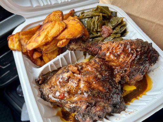 Wednesday - Jerk Chicken with fried plantains & collard green