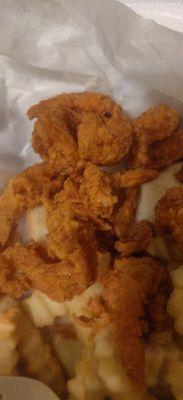 The fried medium shrimp