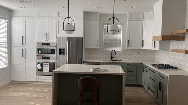 Custom kitchen , cabinets , island , quartz counter top and more ...