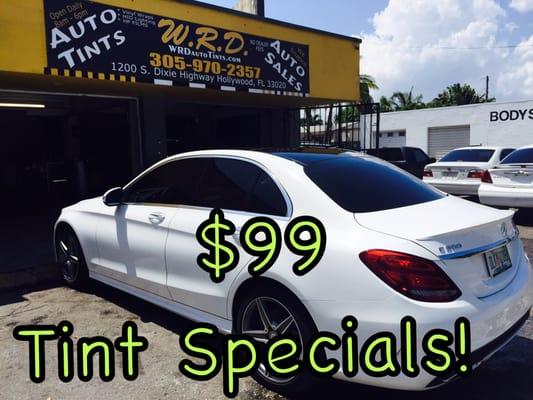 $99 tints specials on most cars