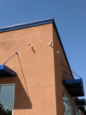 IP Camera System. Here are some Turret style and Dome style IP cameras we installed on the side of a building.