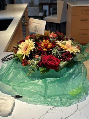 The holiday bouquet that they received.