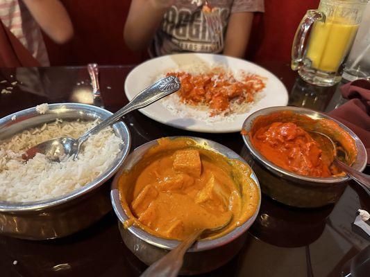 Chicken Tikka Masala Butter Chicken and rice