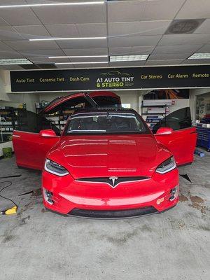 Tesla Model X full 360 Ceramic tint. 1pc front windshield, roof, sides and back window.