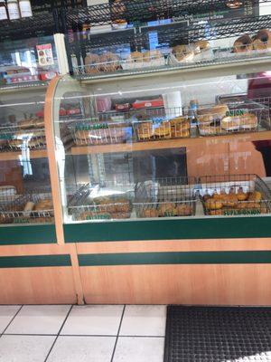 Part of the bagel display cases