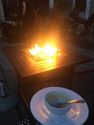 Fire pit outside in the street.