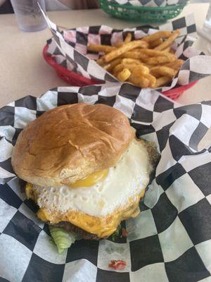 Trailblazer burger with fries