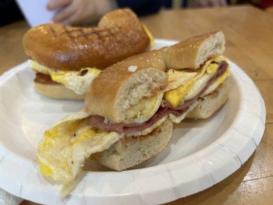 Taylor ham, egg and cheese bagel