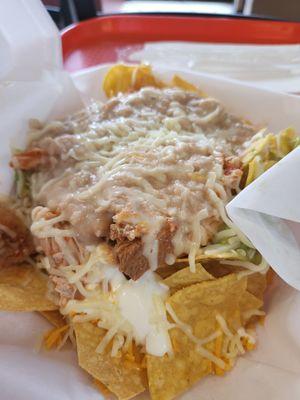 Chicken nachos add beans