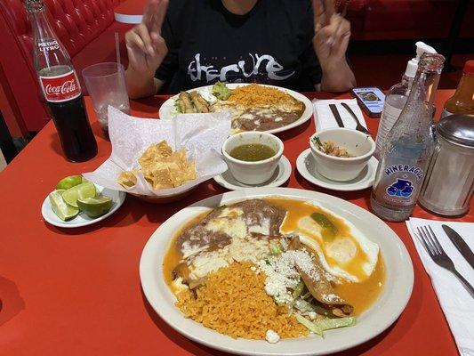 All you can eat! Chile Relleno, Chicken Taco & Huevos Rancheros