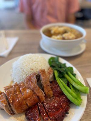 2 meat combo rice plate - duck and cha siew