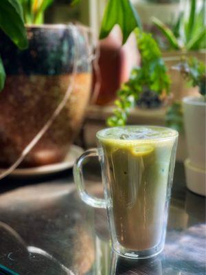 Strawberry iced matcha latte - perfection