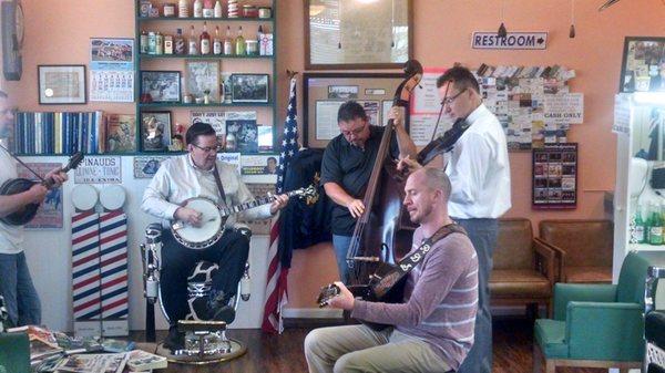 Joe Mullins and his fine Band making photos for his new cd