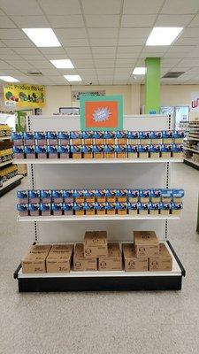 Staff clearing stock to clean shelves