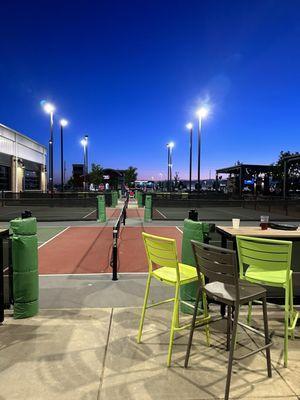 Pickle Ball Courts at night.