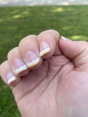 Browned French tip manicure