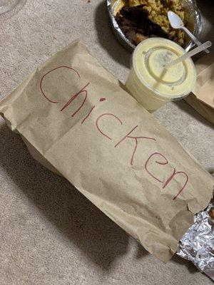 Well labeled chicken Empanadas