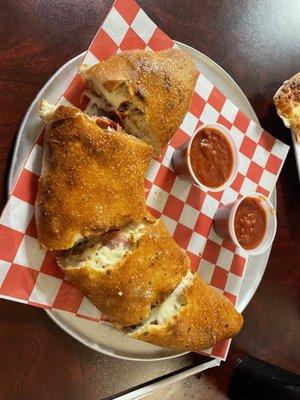 Stromboli with marinara sauce