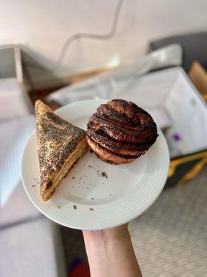 chickpea tarragon boureka, poppyseed walnut babka