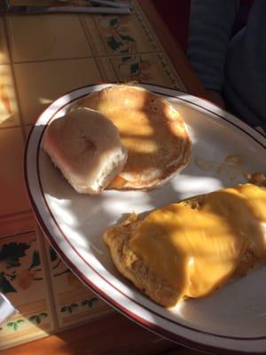 Veggie omelette pancakes & biscuit