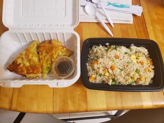 Takara yaki rice and seafood pancake.