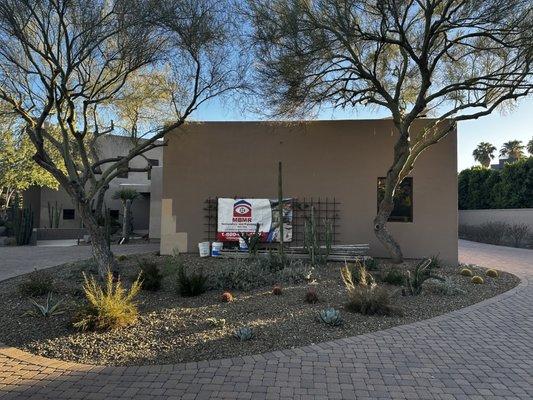 The initial Exterior Painting progress a Paradise Valley Home