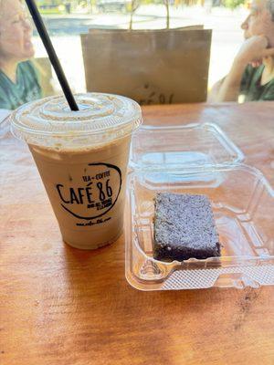 Zebra latte, ube butter bar