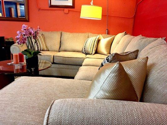 U sectional tan color very comfortable