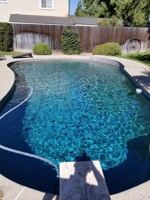 Modesto pool after being cleaned.