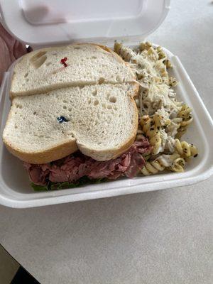 Beefy Cado and pasta salad