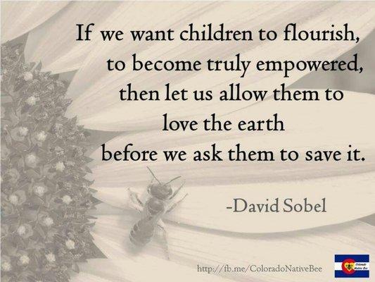 If we want children to flourish to become truly empowered, then let us allow them to love the earth before we ask them to save it.