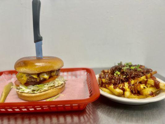 the District Burger and Brisket fries