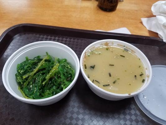 Seaweed salad and Miso soup