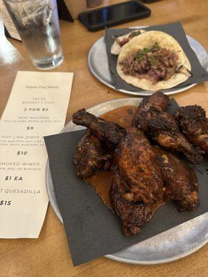 Game Day Brisket Tacos and Smoked Wings