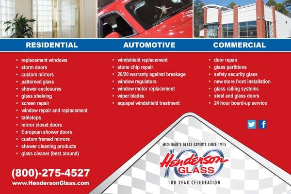 A wide array of services offered by Henderson Glass