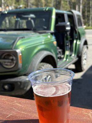 Chilling with a beer after exploring on Soda Springs rd