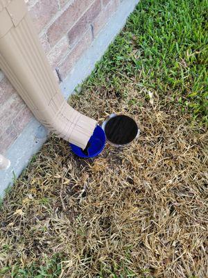 Chemical draining from gutters, dead grass