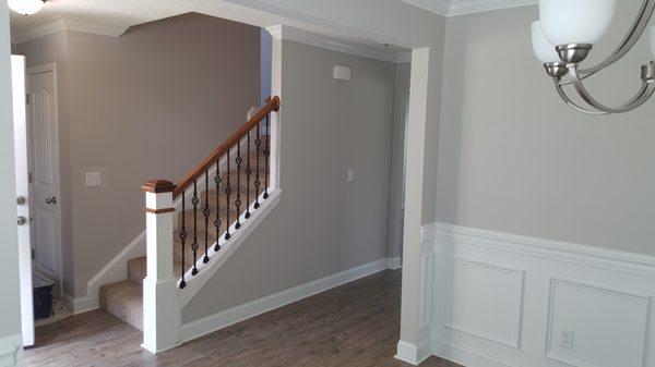 Entry way painted with Agreeable Gray by Sherwin Williams