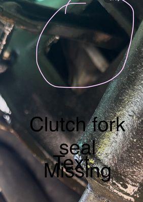 Here is the side of the bell housing where the clutch fork is missing the rubber seal.