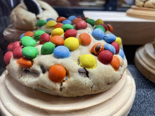 M&M stuffed cookie